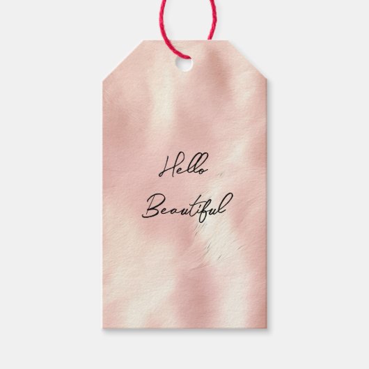 南西赤面ピンク金ゴールド女性のカーボーイ牛革 ギフトタグ (正面)