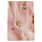 南西赤面ピンク金ゴールド女性のカーボーイ牛革 ミディアムペーパーバッグ (裏面)