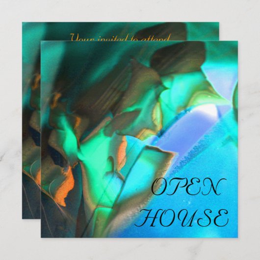 南西部のしゃれているターコイズオレンジの発表 招待状 (正面/裏面)