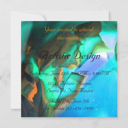 南西部のしゃれているターコイズオレンジの発表 招待状 (裏面)