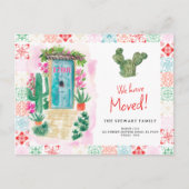 南西部のサボテンのドアの水の色の新しい家の移動 案内ポストカード (正面)