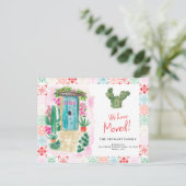 南西部のサボテンのドアの水の色の新しい家の移動 案内ポストカード (スタンド正面)