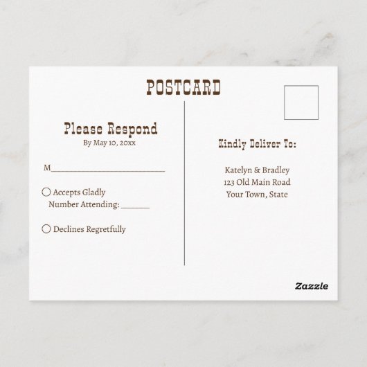 南西部のボホ族の部族牧場の結婚式RSVP ポストカード (裏面)