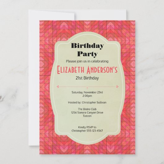 南西部の三角形とダイヤモンドの誕生日パーティー 招待状 (正面)