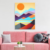 南西部の山の幾何学的抽象芸術 キャンバスプリント (インサイチュ (リビング))