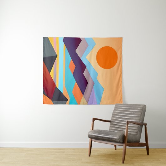 南西部の山の幾何学的抽象芸術 タペストリー (インサイチュ(横))