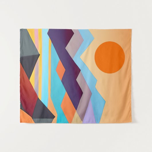 南西部の山の幾何学的抽象芸術 タペストリー (正面(横))