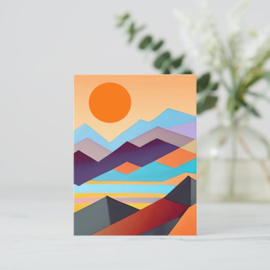 南西部の山の幾何学的抽象芸術 ポストカード (スタンド正面)