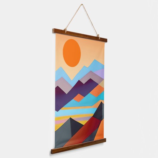 南西部の山の幾何学的抽象芸術 吊り下げ型タペストリー (傾斜あり)