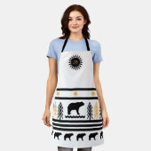 南西部の幾何学的なナバホブラックベアーエプロン エプロン (着用した状態)