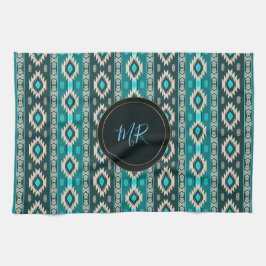 南西部の民族パターン。モノグラム. キッチンタオル