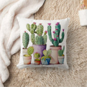 南西部の水色のサボテンの多肉類のポット クッション (ブランケット)