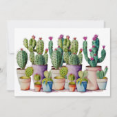 南西部の水色のサボテンの多肉類のポット 招待状 (正面)
