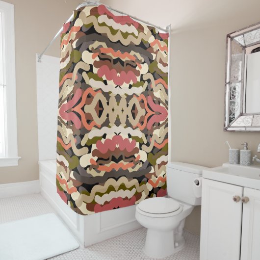 南西部の波状ウィグリーなアーストーン抽象芸術 シャワーカーテン (インサイチュ)