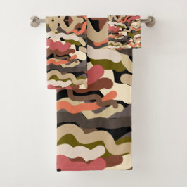 南西部の波状ウィグリーなアーストーン抽象芸術 バスタオルセット
