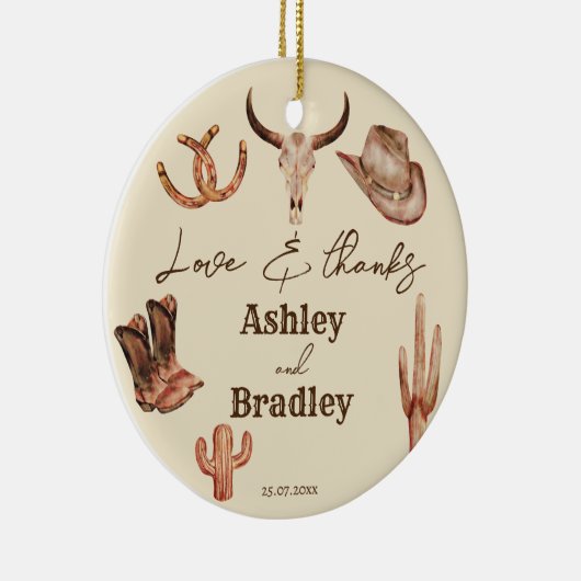 南西部の牧場の結婚式の引き出物贈り物 セラミックオーナメント (右)