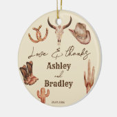 南西部の牧場の結婚式の引き出物贈り物 セラミックオーナメント (左)