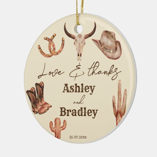 南西部の牧場の結婚式の引き出物贈り物 セラミックオーナメント (左)