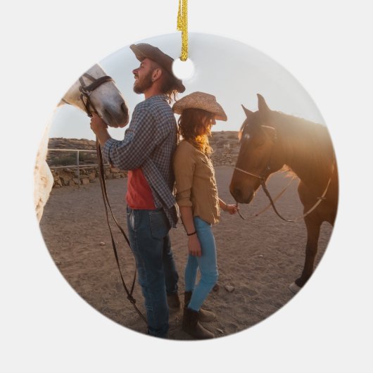 南西部の牧場の結婚式の引き出物贈り物 セラミックオーナメント (裏面)