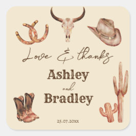 南西部の牧場の西女性のカーボーイ結婚ズ スクエアシール