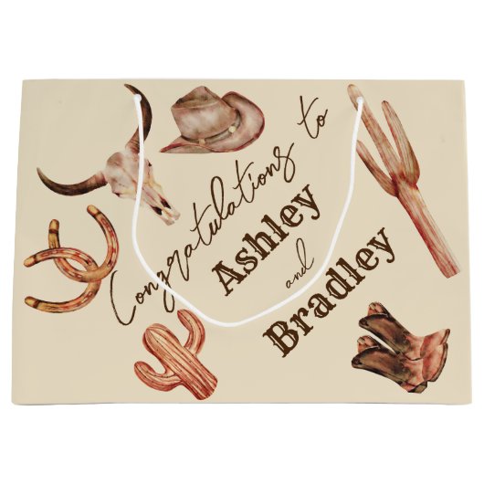 南西部の牧場の西女性のカーボーイ結婚ズ ラージペーパーバッグ (正面)