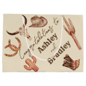 南西部の牧場の西女性のカーボーイ結婚ズ ラージペーパーバッグ (裏面)