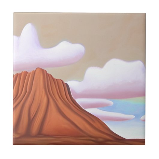 南西部の砂漠とメサのミニマリストアート タイル (正面)