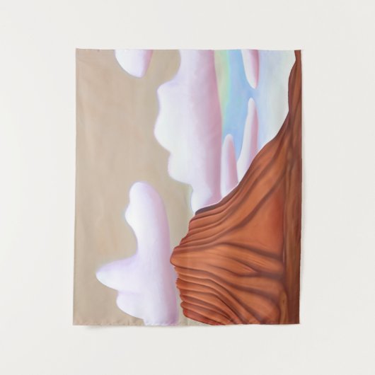 南西部の砂漠とメサのミニマリストアート タペストリー (正面)