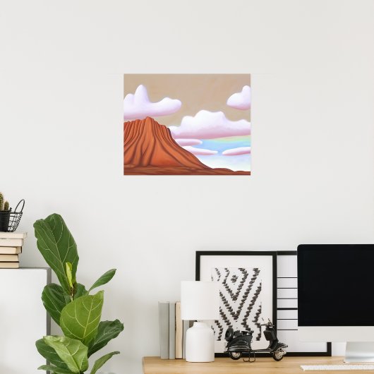 南西部の砂漠とメサのミニマリストアート ポスター (ホームオフィス)