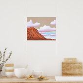 南西部の砂漠とメサのミニマリストアート ポスター (キッチン)