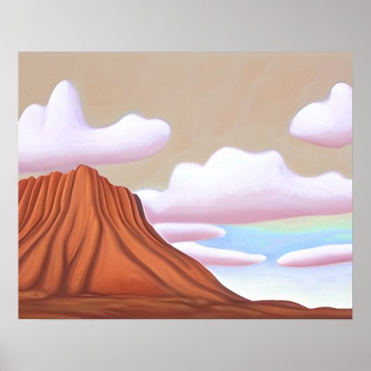 南西部の砂漠とメサのミニマリストアート ポスター (正面)