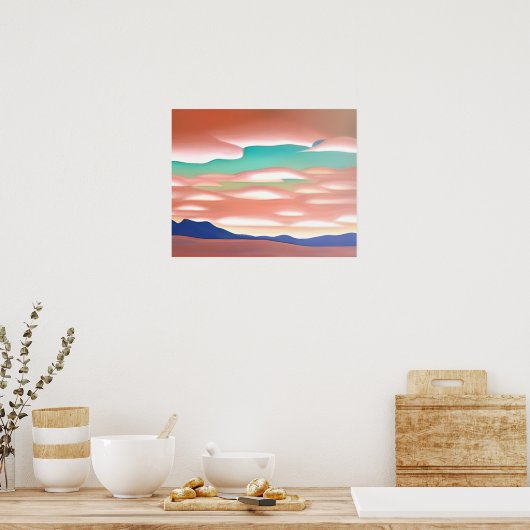 南西部の砂漠と空のミニマリストアート ポスター (キッチン)