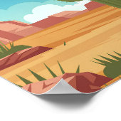 南西部の砂漠のポスター – フラットベクターサボテン ポスター (角)