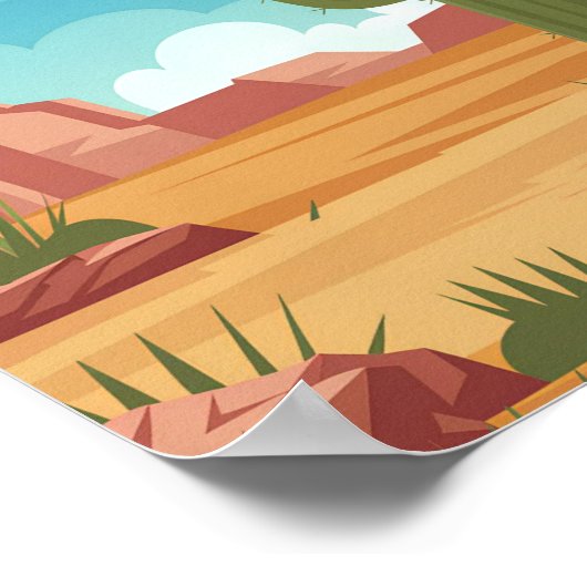 南西部の砂漠のポスター – フラットベクターサボテン ポスター (角)