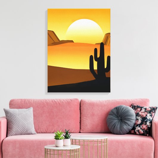 南西部の砂漠の夕日とメサス キャンバスプリント (インサイチュ (リビング))