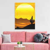 南西部の砂漠の夕日とメサス キャンバスプリント (インサイチュ (リビング))