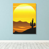 南西部の砂漠の夕日とメサス キャンバスプリント (インサイチュ (ウッドフロア))