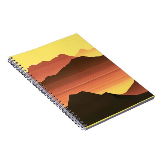 南西部の砂漠の夕日（山あり） ノートブック (右側)