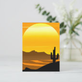 南西部の砂漠の夕日（山あり） ポストカード (スタンド正面)
