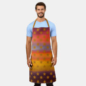 南西部の砂漠の星とストライプの抽象芸術アート エプロン (着用した状態)