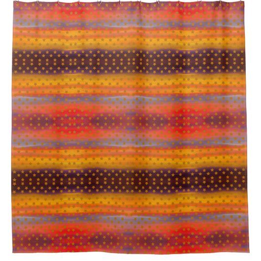 南西部の砂漠の星とストライプの抽象芸術アート シャワーカーテン (正面)