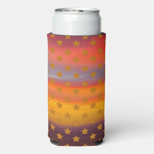 南西部の砂漠の星とストライプの抽象芸術アート スリム缶クーラー (Seltzer裏面)