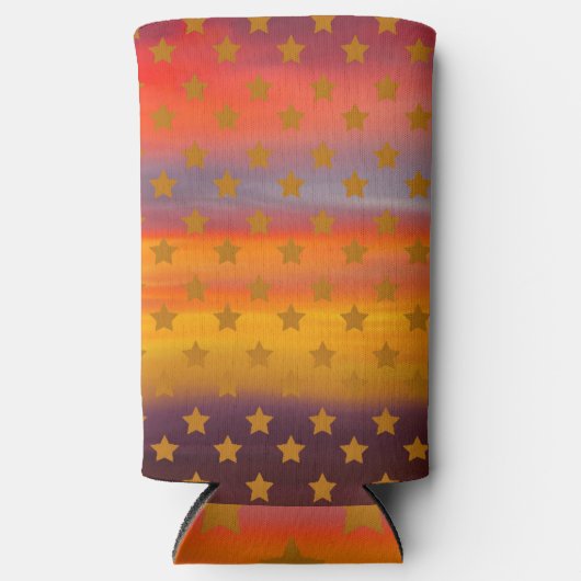 南西部の砂漠の星とストライプの抽象芸術アート スリム缶クーラー (正面)