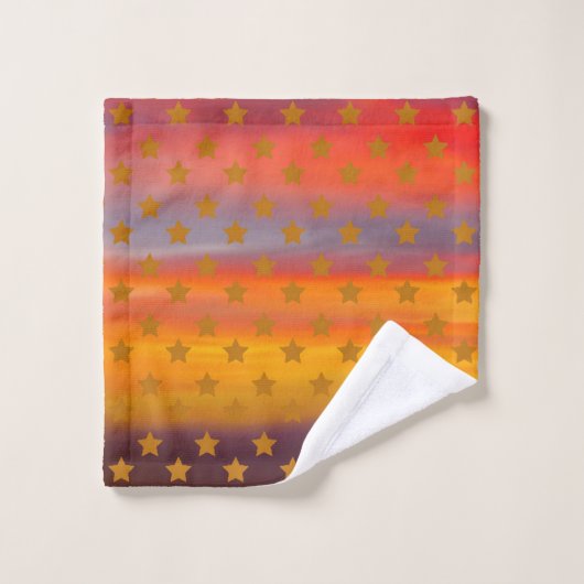 南西部の砂漠の星とストライプの抽象芸術アート バスタオルセット (ウォッシュタオル)