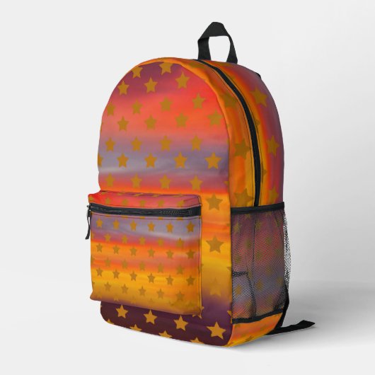 南西部の砂漠の星とストライプの抽象芸術アート プリントバックパック (裏面右端)
