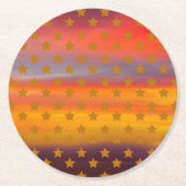 南西部の砂漠の星とストライプの抽象芸術アート ラウンドペーパーコースター (正面)