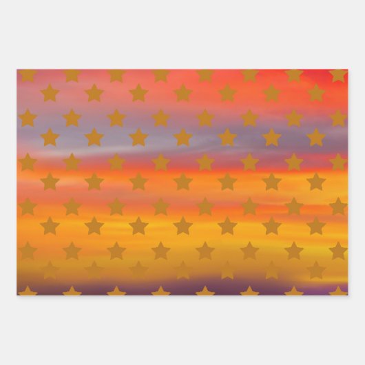 南西部の砂漠の星とストライプの抽象芸術アート ラッピングペーパーシート (正面2)