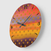 南西部の砂漠の星とストライプの抽象芸術アート ラージ壁時計 (傾斜)