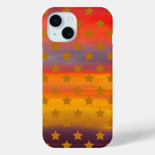 南西部の砂漠の星とストライプの抽象芸術アート iPhone 15ケース