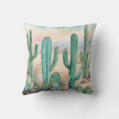 南西部の砂漠の水の色サボテン装飾品 クッション (裏面)